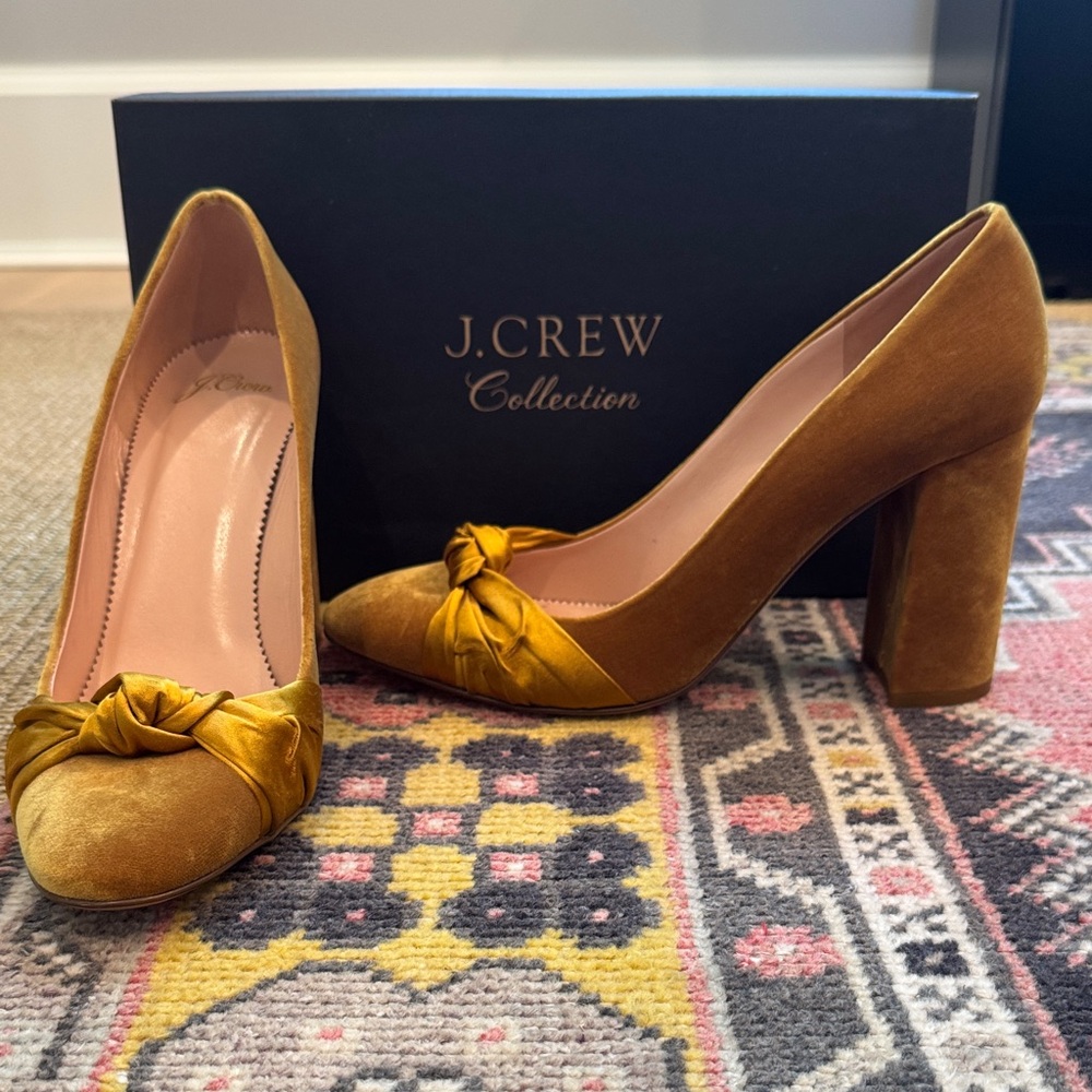 J. Crew Women's Gold Velvet Heels
